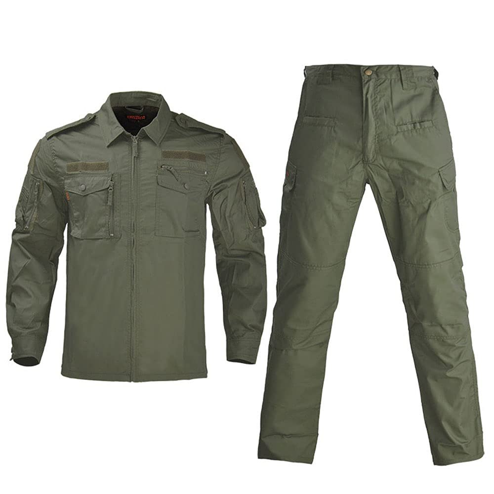 Outdoor Airsoft Gear Shooting Shirt Pants Set Battle Dress Uniform Tactical BDU Set Combat Clothing Camouflage Clothes - Green - S