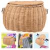 Cabilock Kids Bike Basket for Toddler Bike with Lid Handwoven Rattan Toy Basket Front Handlebar Storage 7.87X4.72X4.52 Inches view 4