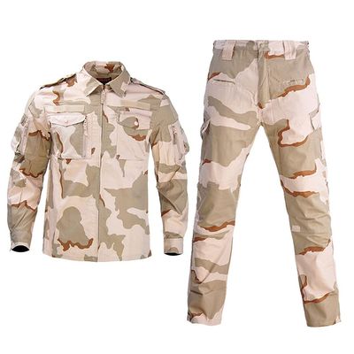 Outdoor Airsoft Gear Shooting Shirt Pants Set Battle Dress Uniform Tactical BDU Set Combat Clothing Camouflage Clothes - 3 Color Desert - M