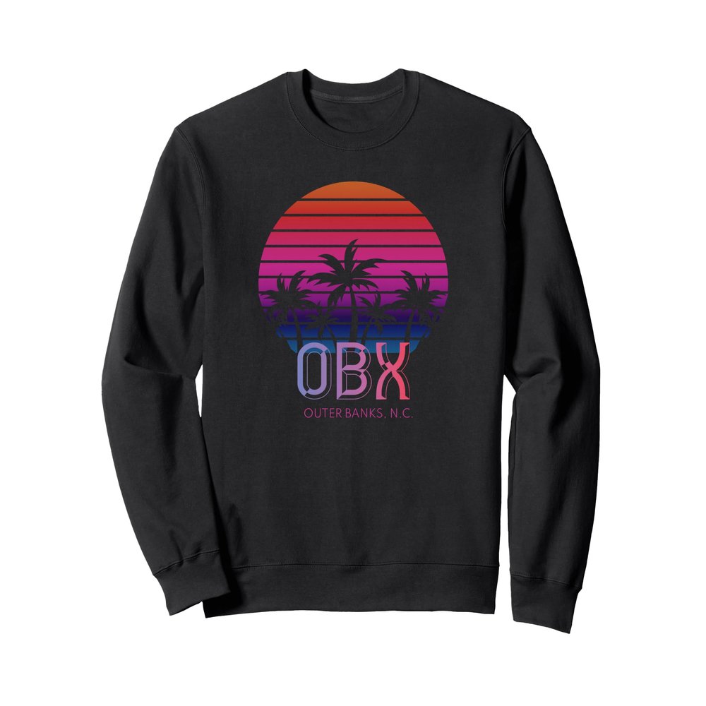 80s 90s Retro North Carolina Beach Vacation OBX Outer Banks Sweatshirt