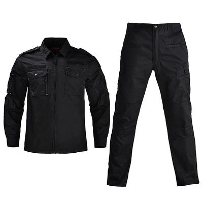 Outdoor Airsoft Gear Shooting Shirt Pants Set Battle Dress Uniform Tactical BDU Set Combat Clothing Camouflage Clothes - Black - XXL