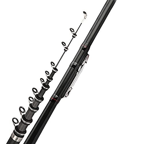 DKEKE Carbon Fiber Spinning Fishing Rod Power Telescopic Rock Fishing Pole Carp Feeder Travel Boats Sea 2.4m2.7m3.6m4.5m5.4m6.3m VBONI DKEKE (Color : Black, Length : 3.6 m)