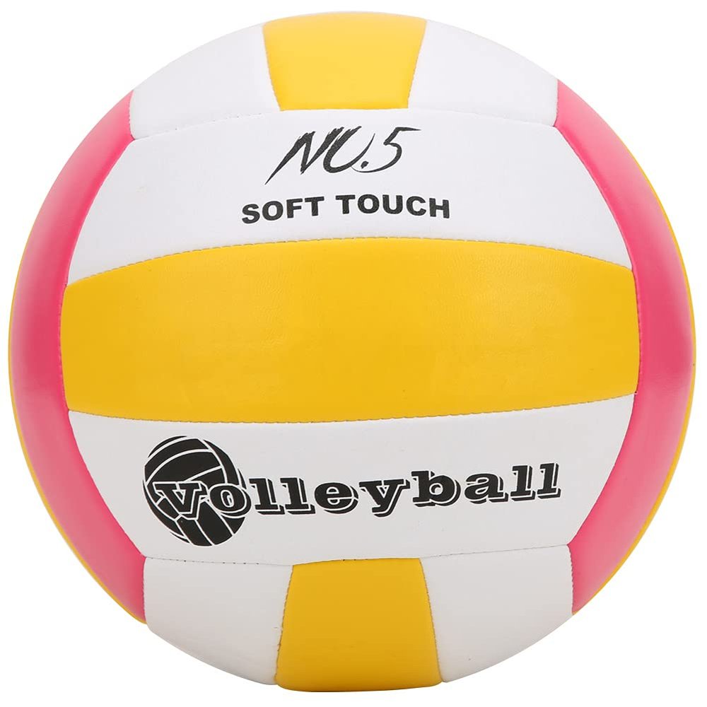 01 Volleyball, LEIJAIER PU Machine Sewing Standard Soft Anti-Explosion Volleyball, Competition or Recreational Training Ball for All Ages(Pink)