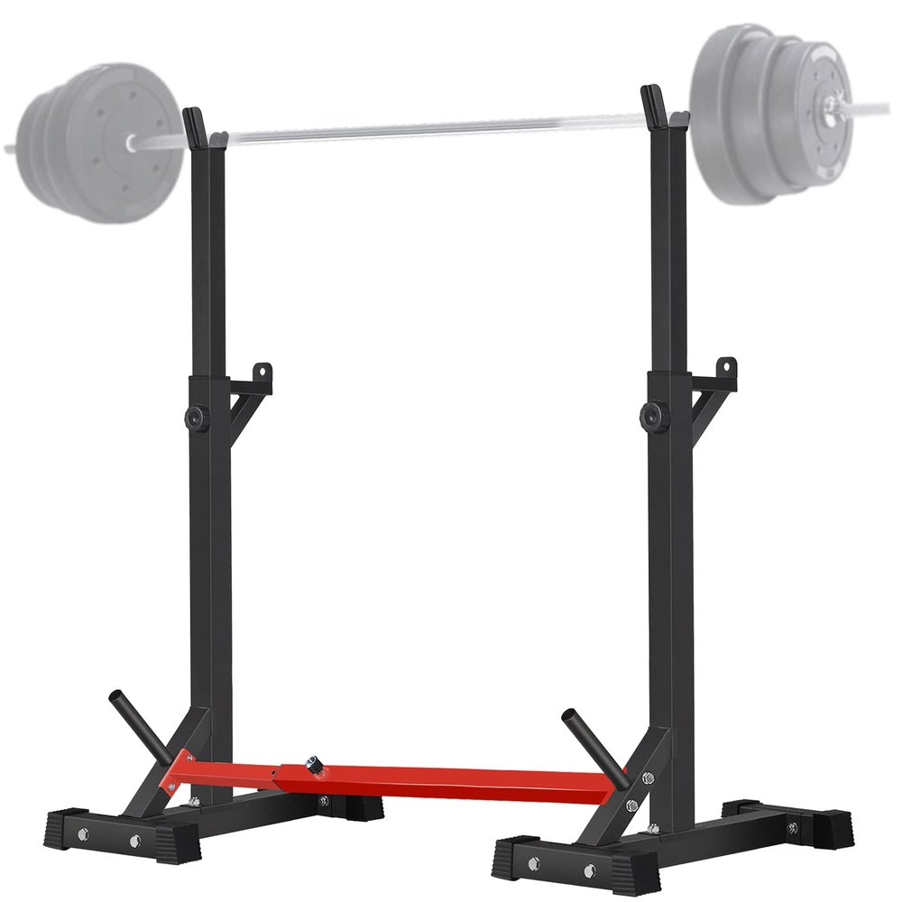 CANPA Adjustable Squat Rack Stand Multi-Function Barbell Rack Weight Lifting Gym Dumbbell Racks Home Gym Bench Press Rack Dumbbell Racks Stands 600Lbs Red