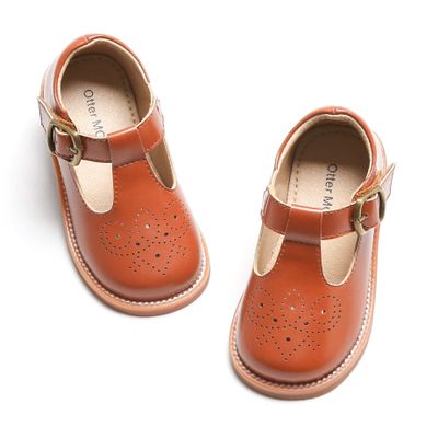 Otter MOMO Toddler Little Girls Oxford Shoes Mary Jane Flat T-Strap School Uniform Party Brown Dress Shoes Size 10