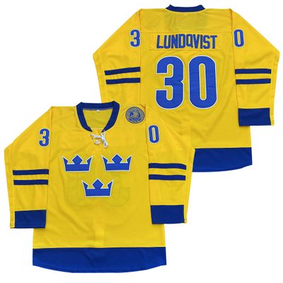 Rainbow Hawk Men's 2014 Henrik Lundqvist Team Sweden Olympic Hockey Jersey Stitched (Yellow, S)