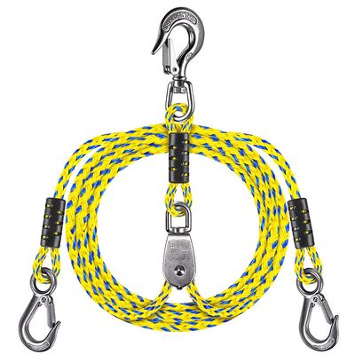 Dolibest 16ft Boat Tow Harness Boat Tow Ropes, Easy Connection w/ 3 Large Stainless Steel Hooks and Pully for Tow 1-4 Rider Towable Tube