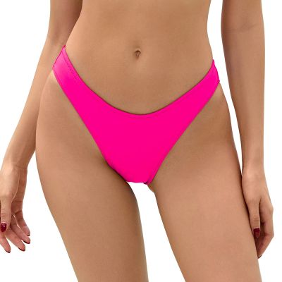 Bellecarrie Women's Cheeky Brazilian Bikini Bottoms Low Rise High Cut Swim Bottom, Hot Pink, XXL
