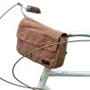 TOURBON Bike Bag Waxed Canvas Bicycle Handlebar Bag Zipper Closure Pouch Crossbar Front Frame Basket Cycling Saddebag Under Seat Strap-on Rear Rack Pannier (Khaki) view 1