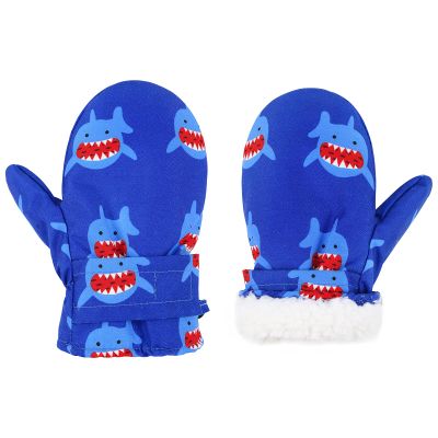 American Trends Lined Fleece Toddler Mittens Kids Winter Warm Gloves Child Ski Gloves Waterproof Snow Baby Mitten for Boys Girls Little Shark L
