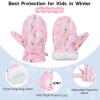 American Trends Lined Fleece Toddler Mittens Kids Winter Warm Gloves Child Ski Gloves Waterproof Snow Baby Mitten for Boys Girls Pink Swan M view 4