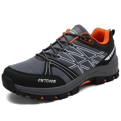 Mens Walking Shoes Lightweight Non-Slip Hiking Shoes Breathable Lace Up Trainers for Trekking Gym Runnin Black-EU40/US7.5