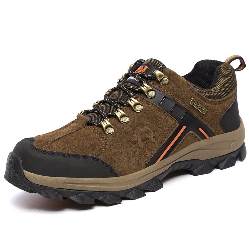 hongrenamz Hiking Boots Mens Trekking Shoes Walking Lightweight Outdoor Mountain Low-top Trainers Lace up Sneakers Brown-EU44/US10