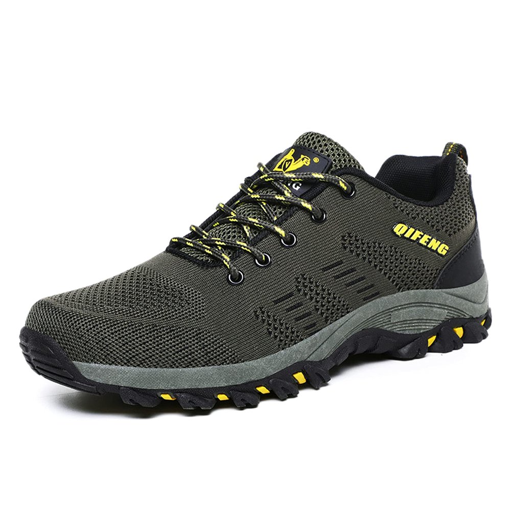 Men's Lightweight Walking Trainers Hiking Trekking Shoes Breathable Low Rise Outdoor Shoes Green-EU42/US8.5