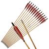 e5e10 33inch Wooden Arrows Handmade Archery Target Arrows with Field Points for Recurve Bow Longbow Hunting Practice with Turkey Feather Fletching 12PACK (Red) view 1