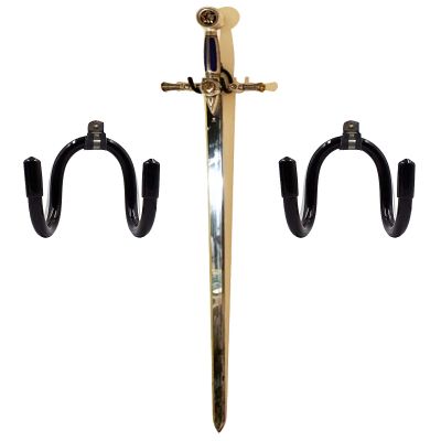 Flexible Adjustable Wall Hook Sword Hanger Display - Universal Holder for Sword, Dagger, Axe, Keyblade - Vertical/Horizontal Display - Sturdy Enough - 2 Pack
