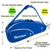 Tannius 3-5 Racket Tennis Bag, with Shoe & Phone Compartment and Protective Pad, Super Roomy and Lightweight Racquet Bag for Tennis, Badminton (Blue) view 2