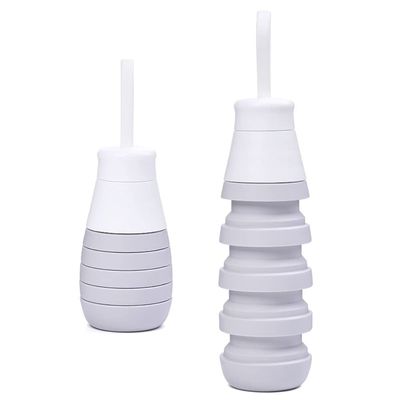 Gym Collapsible Water Bottle Camping Eco-friendly Folding Silicone Bottle,Climbing Hiking Outdoor Activities BPA Free Silicone Water Bottle for Women Men Kids 500ml (silver gray)