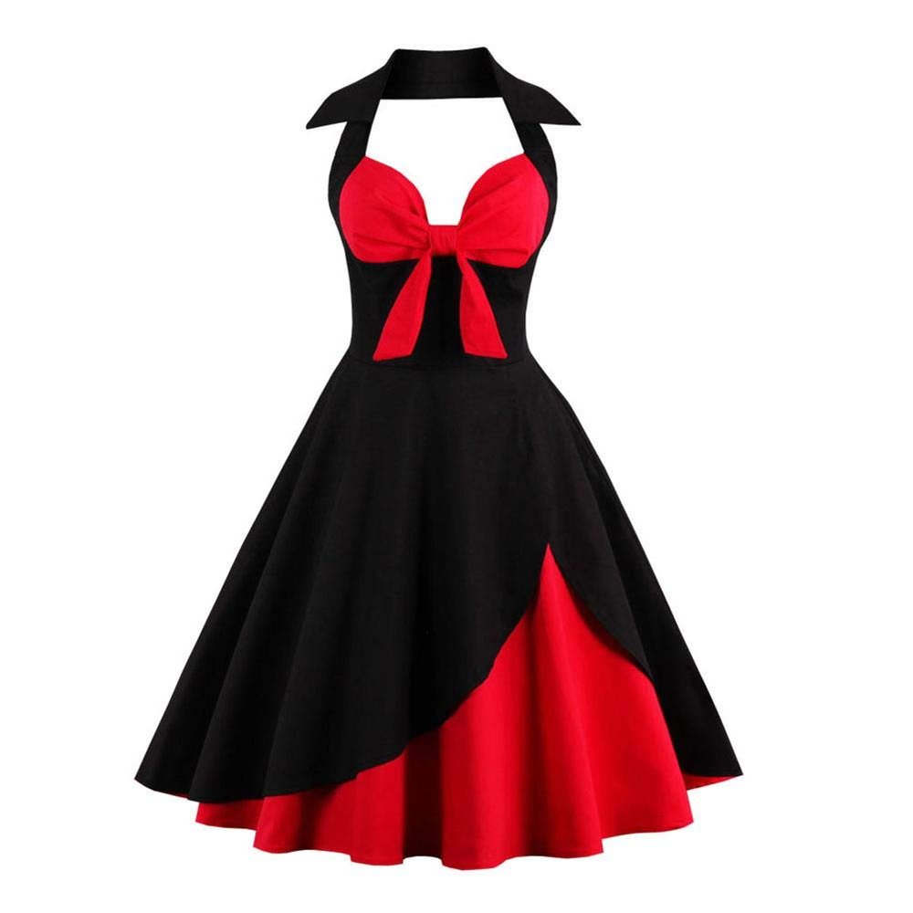 50s Dress Vintage Cocktail Halter Dress 1950s Rockabilly Audrey Dress Black M