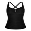 Hilor Women's Tankini Tops Shirred Tummy Control Swimsuits Cross Back Tankini Swimwear Tops Black 8 view 1