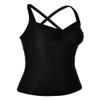 Hilor Women's Tankini Tops Shirred Tummy Control Swimsuits Cross Back Tankini Swimwear Tops Black 8 view 2