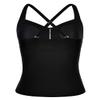 Hilor Women's Tankini Tops Shirred Tummy Control Swimsuits Cross Back Tankini Swimwear Tops Black 8 view 3