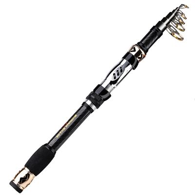 DKEKE 1.8-3m Portable Telescopic Fishing Rod Carbon Fiber Material Fishing Tackle Freshwater/Saltwater Sea Fishing Pole DKEKE (Color : Black, Length : 2.1 m)