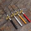 DKEKE Portable Pocket Telescopic Mini Fishing Pole Pen Shape Folded Fishing Rods Lightweight Reel Wheel Rod Fish Tackle DKEKE (Color : Gold) view 2