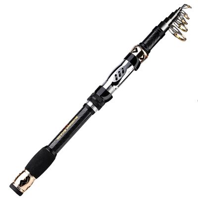 DKEKE 1.8-3m Portable Telescopic Fishing Rod Carbon Fiber Material Fishing Tackle Freshwater/Saltwater Sea Fishing Pole DKEKE (Color : Black, Length : 2.4 m)