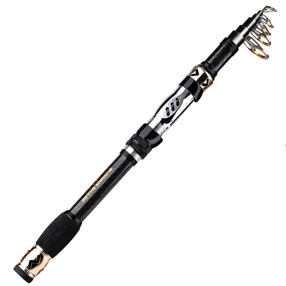 DKEKE 1.8-3m Portable Telescopic Fishing Rod Carbon Fiber Material Fishing Tackle Freshwater/Saltwater Sea Fishing Pole DKEKE (Color : Black, Length : 2.4 m)