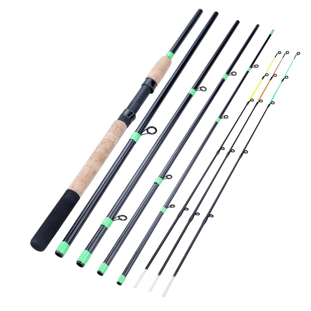 DKEKE Fishing Rod Lengthened Handle6 Sections Fishing Rod L M H Power Carbon Fiber Travel Rod Fishing Tackle DKEKE (Color : Light Green)