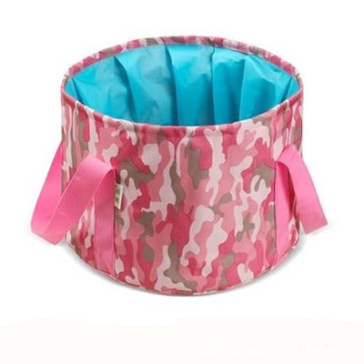 Camouflage Collapsible Bucket with Handle,Portable Camping Bucket Lightweight Outdoor Basin Fishing Bucket,Folding Bucket for Fishing,Camping,Hiking,Car Washing and More ( Color : Camouflage Pink )