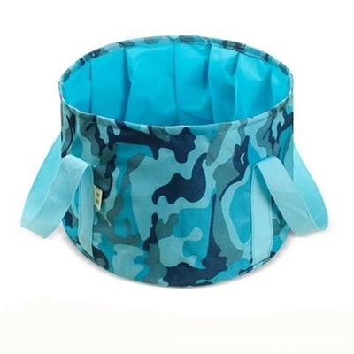 Camouflage Collapsible Bucket with Handle,Portable Camping Bucket Lightweight Outdoor Basin Fishing Bucket,Folding Bucket for Fishing,Camping,Hiking,Car Washing and More ( Color : Camouflage blue )