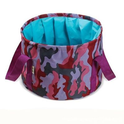 Camouflage Collapsible Bucket with Handle,Portable Camping Bucket Lightweight Outdoor Basin Fishing Bucket,Folding Bucket for Fishing,Camping,Hiking,Car Washing and More ( Color : Camouflage Purple )