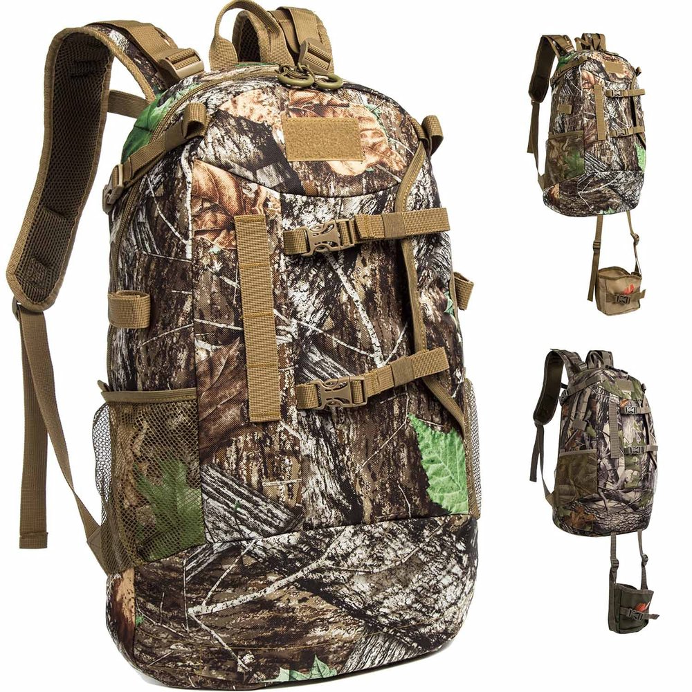 MARITTON Hunting Backpack with Waterproof Rain Cover for Men. (Camo-Khaki)