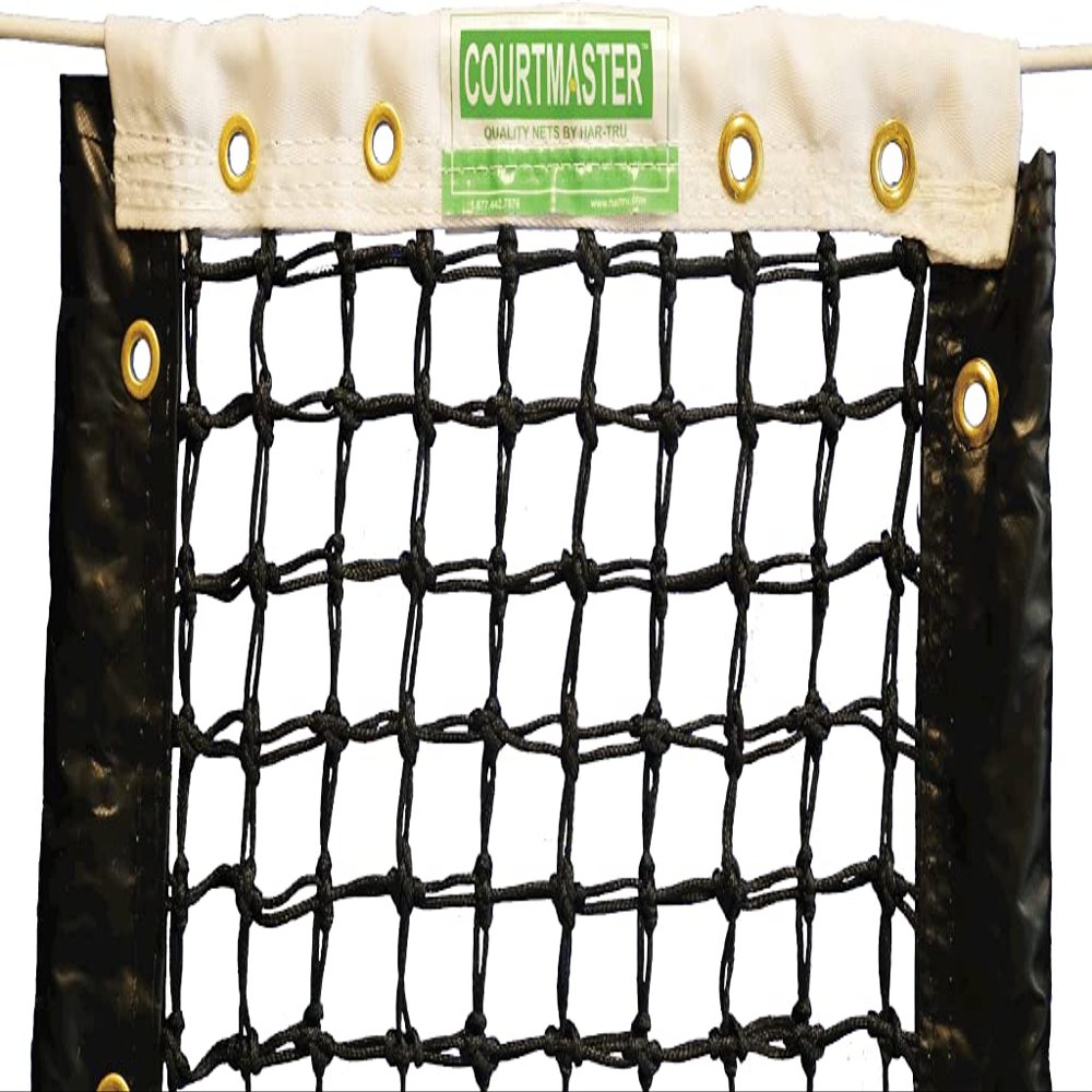 Har-Tru CourtMaster Deluxe Tennis Net - Vinyl Headband, 3.5 mm Net Body, Double Top 6 (TidyFit)