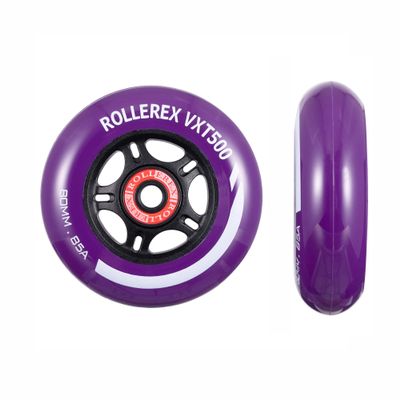 Rollerex VXT500 Inline Skate Wheels  2-Pack (Optional Bearings, Spacers and Washers) - Durable Replacement Roller Blade Wheels for Indoor & Outdoor Skating (Royal Purple, 76mm)