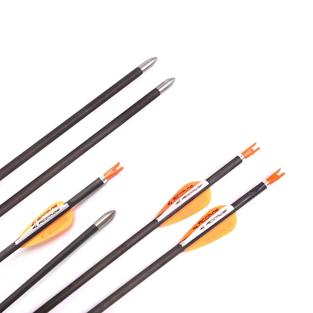 Spine 350 Arrow 28.5 Inch Arrow Target Practice Arrow Hunting Arrow Carbon Arrows Compound Bow Recurve Bow Adult Youth Archery Indoor Outdoor Shooting Bullet Tip 12pc