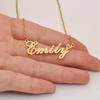 Aoloshow Miriam Name Necklace Heart Charm Pendant 18k Gold Plated Stainless Steel Jewelry for Womens Graduation view 2