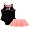 renvena Kid Girls Two Piece Swimwear Tie-Dye Swim Leotard with Pure Color Skirt Bathing Suit Tankini Sets Orange 6 view 2