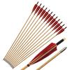 e5e10 Wooden Arrows Archery Handmade Arrows 33inch Shaft with Turkey Feather Fletching for Recurve Bow Longbow Hunting Practice 12PACK (Red) view 1