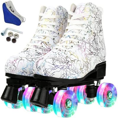 Double Row, Men's and Women's Roller Skates, Four-Wheel, Shiny Men's and Women's Roller Skates, Unisex,F-35