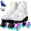 Double Row, Men's and Women's Roller Skates, Four-Wheel, Shiny Men's and Women's Roller Skates, Unisex,F-35 view 1