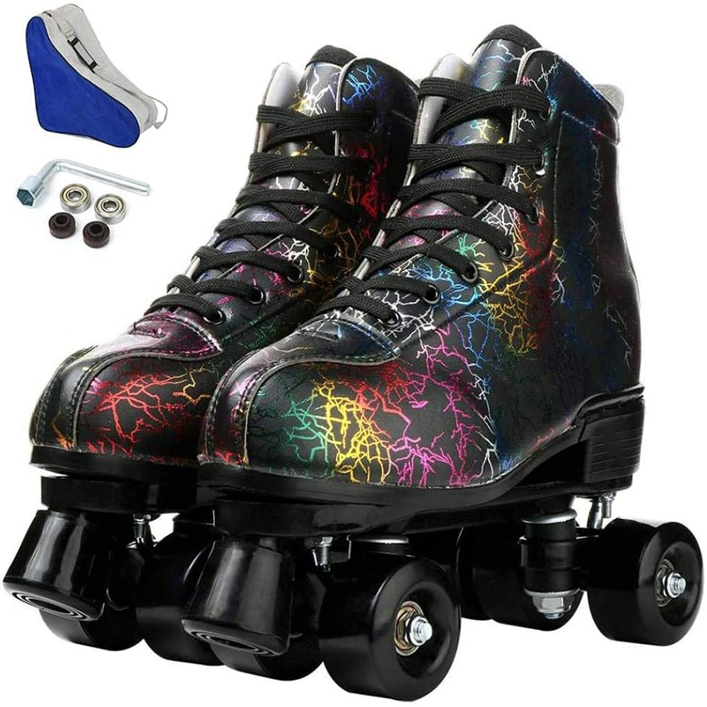 Double Row, Men's and Women's Roller Skates, Four-Wheel, Shiny Men's and Women's Roller Skates, Unisex,E-43
