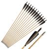 e5e10 Wooden Arrows Archery Handmade Arrows 33inch Shaft with Turkey Feather Fletching for Recurve Bow Longbow Hunting Practice 12PACK (Black) view 1