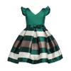 AIMJCHLD Elegant Girls Kids Sleeveless Ruffles Striped Ball Gown Wedding Party Bridesmaid Bowknot Summer Flower Dress 2T 3T(Green, 100) view 1