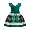AIMJCHLD Elegant Girls Kids Sleeveless Ruffles Striped Ball Gown Wedding Party Bridesmaid Bowknot Summer Flower Dress 2T 3T(Green, 100) view 3