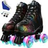 Double Row, Men's and Women's Roller Skates, Four-Wheel, Shiny Men's and Women's Roller Skates, Unisex,D-38 view 1