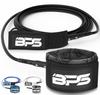 BPS 'Storm' 7.2mm Surfboard Leash - 7 ft Premium Strong Leg Rope - Stainless Steel Swivels Triple Rail Saver - SUP Paddle Boarding Surfboarding Straight Leashes - with Hidden Key Pocket (Koru Black) view 1