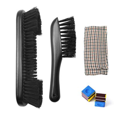 MoyanSuper Billiards Pool Table Cleaning Kit with 9'' Billiard Rail Brush, Corner Brush, Cue Shaft Slicker, and Cue Chalk - Essential Complete Pool Table Accessories Set(Black)